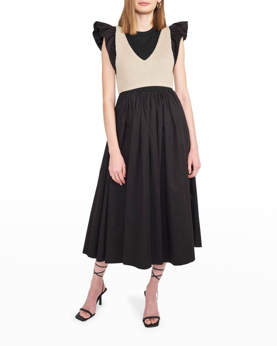 Raya Mixed Media Midi Dress